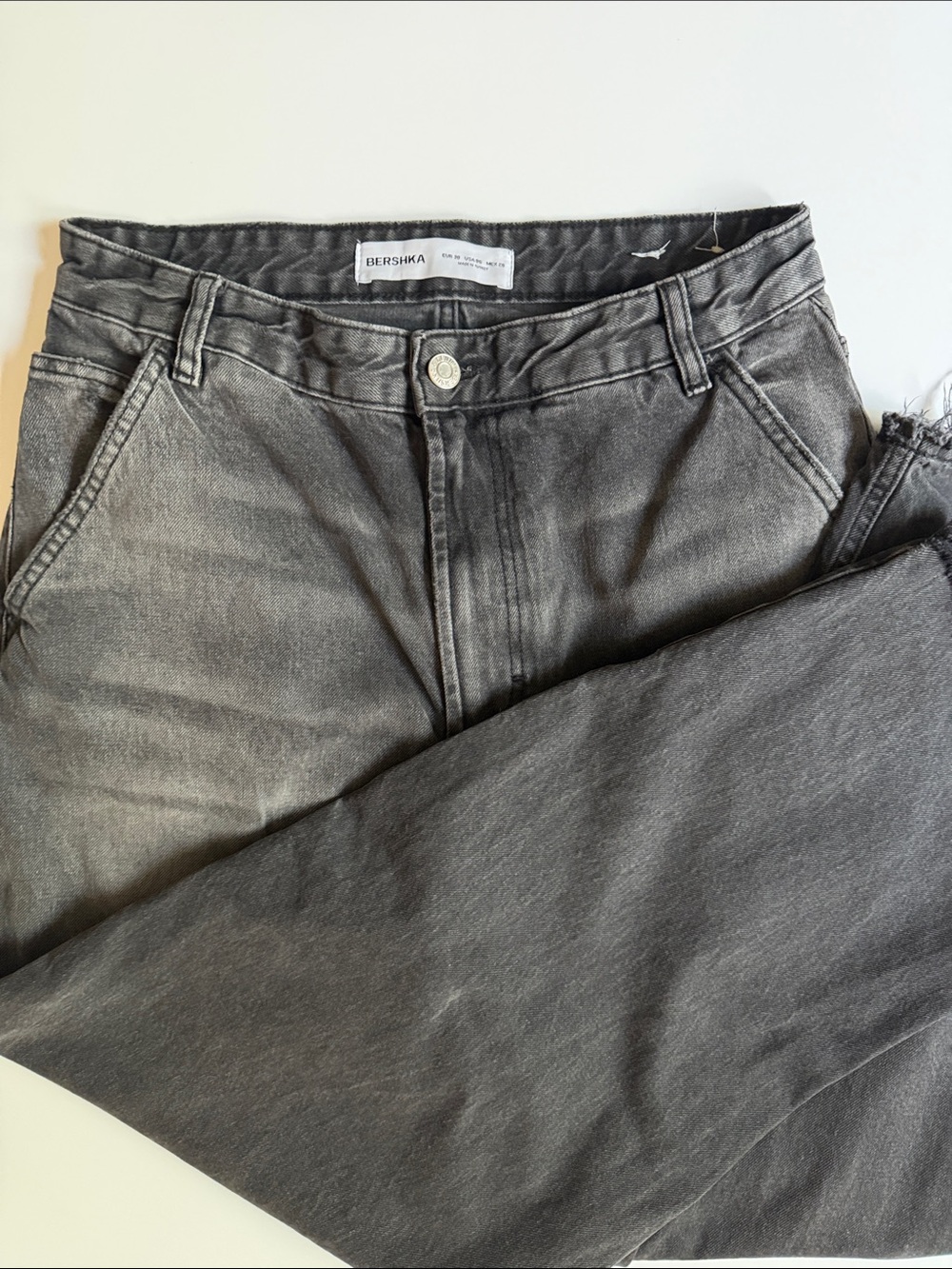 Bershka Washed Gray Relaxed Jeans